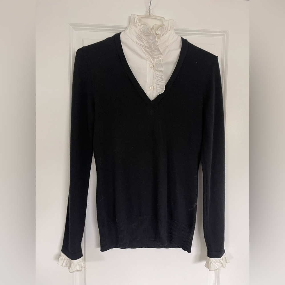 Tory Burch Sweater with Dickey Collar and Cuffs - Size Small